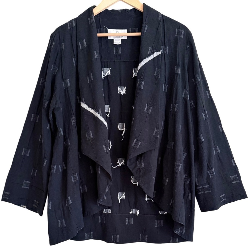 EMMELLE Cotton Blend Boho Lagenlook Oversized Drape Front 
Kimono Style Jacket S